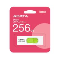 Флешка USB 256 Гб ADATA UV320, USB3.2, пластик, R-100 MB/s, белый, зеленая вставка