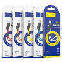 Кабель USB to Lightning HOCO X21 Plus, 25см, 2.4A,  красный, чёрная вставка