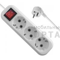 Удлинитель KRONUS 3 гнезда 1,5 метра 16А/3,5кВт с выключателем и заземлением ПВС 3х1,0 (1/40)