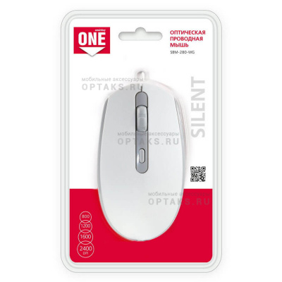 Мышь проводная Smartbuy ONE 280-W бело-серая (SBM-280-WG) (1/40)