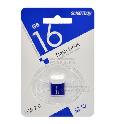 Флешка USB 16 Гб SmartBuy LARA, USB2.0, пластик, синий